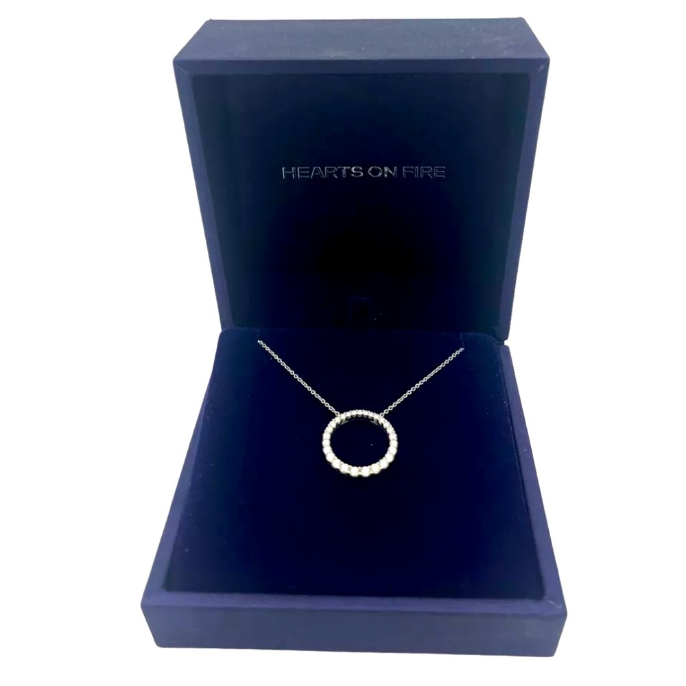 HEARTS ON FIRE 18k White Gold Chain, 1.05 CTW, Diamond Pendant Necklace, PERFECT - Picture 3 of 11